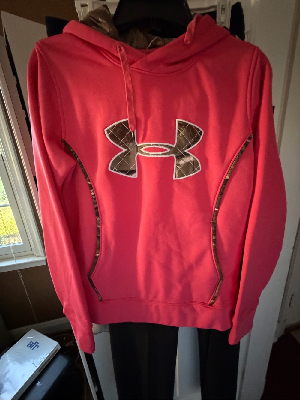 Under Armour Pink Hoodie with Camouflage Logo